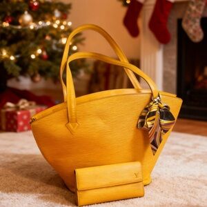 Louis-Vuitton Yellow St Jacques Epi leather bag and wallet bundle